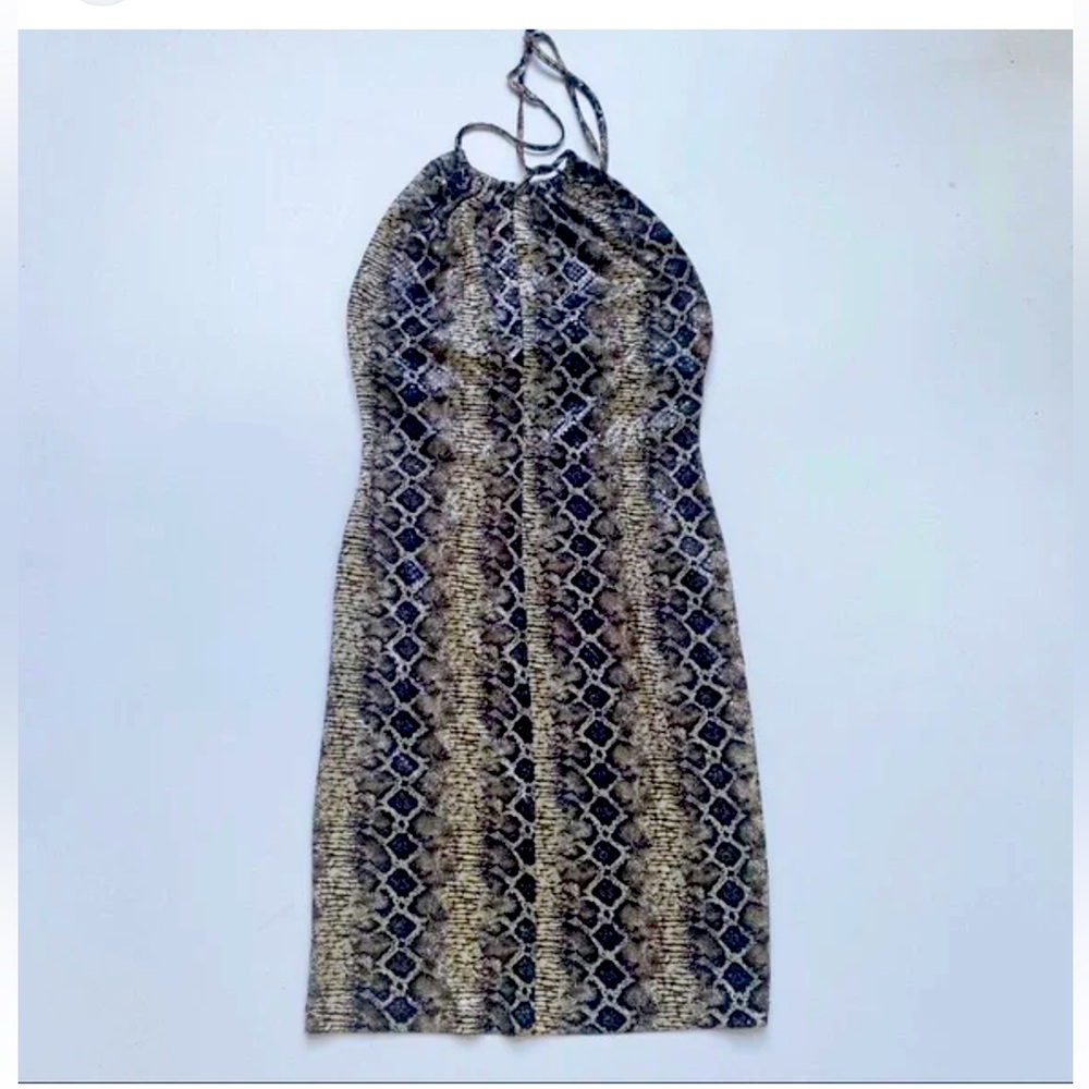 NWT Janine sequin snakeskin halter dress SZ M
